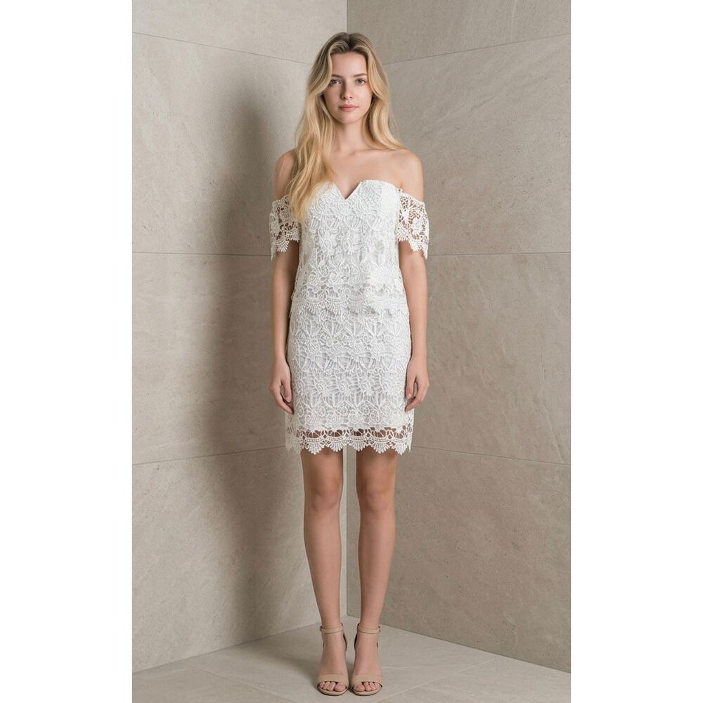 NWT Yumi Kim White Summer Lace Off-Shoulder Mini Dress Size S M (077)